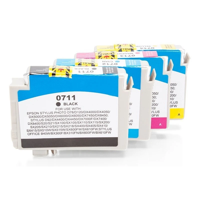 Alternativ zu Epson C13T07154010 / C13T07154012 / T0715 Tinten Sparset (je 1 x BK,C,M,Y) 4 Stk.